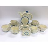 A Clarice Cliff six place setting tea set in blue