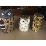 A Collection of owls including pottery, stone and