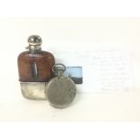 Hallmarked silver flask (13x7cm approx) and a Houg