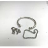 A silver and CZ bracelet and a silver bracelet wit