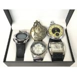 A case containing Citroen modern watches and two p