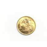 A 1916 gold half sovereign. Shipping category A.