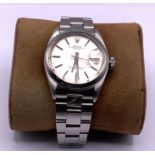 A vintage steel Rolex Oyster perpetual Date wristw