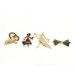 A collection of 4 broaches of various design. Post