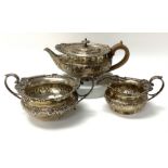 A Late Victorian 3 piece hallmarked silver teaset