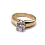 A ladies 18ct yellow gold solitaire diamond ring,