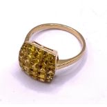 An 18ct yellow gold and fancy yellow topaz cushion