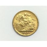 An 1896 gold half sovereign. Shipping category A.