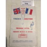 1955 France v England Football Programme: Good con