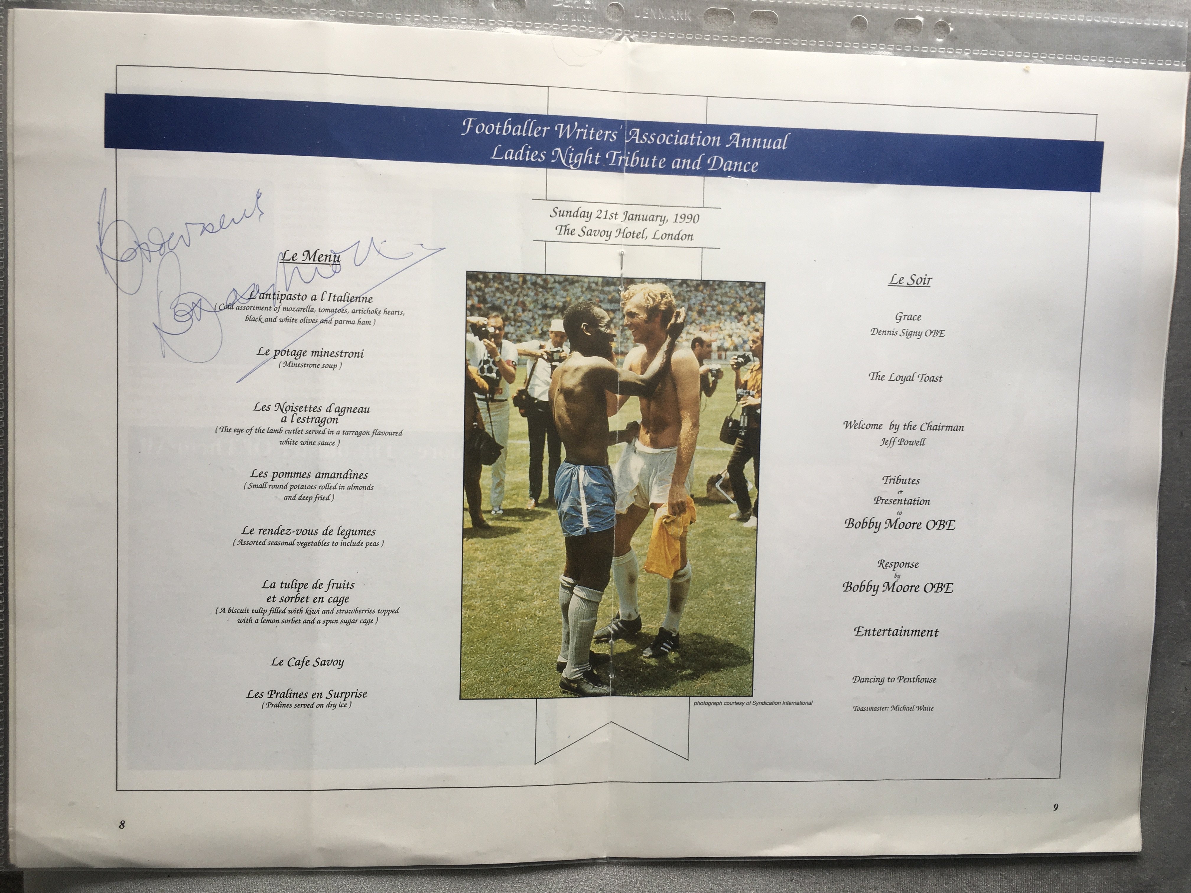 Bobby Moore Signed Football Writers Tribute Progra