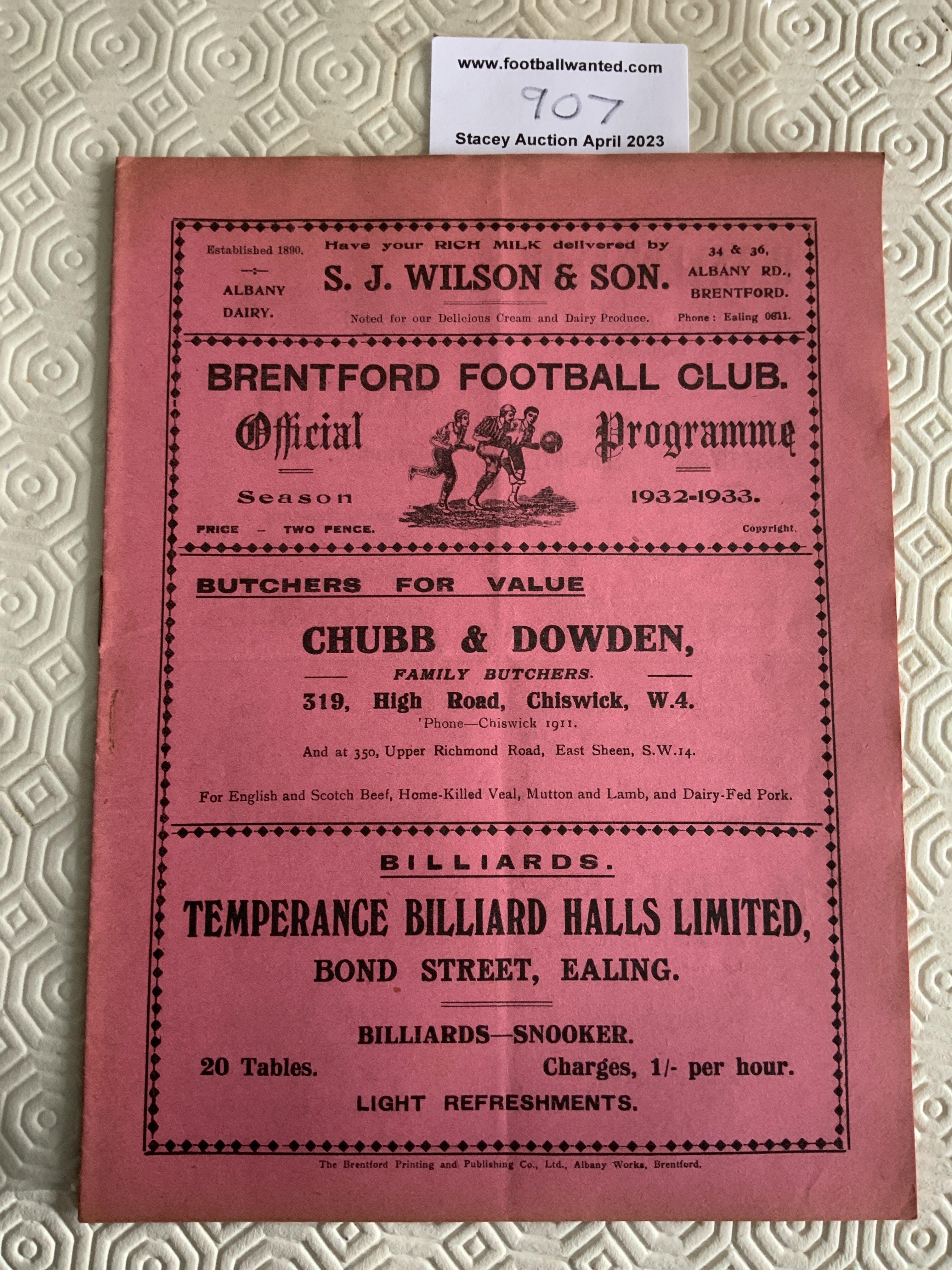 32/33 Brentford v Bristol City Football Programme: