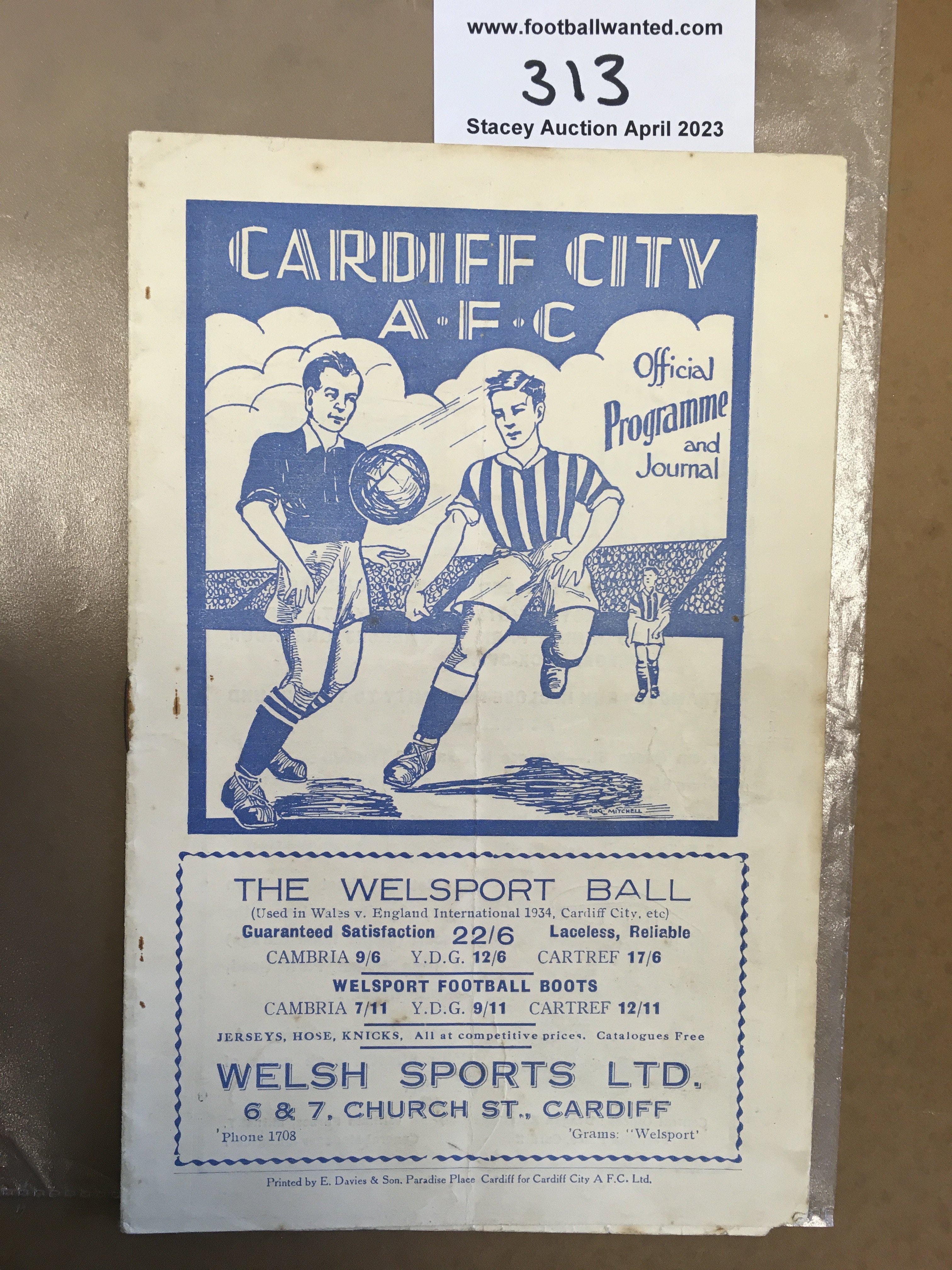 35/36 Cardiff City v Reading Football Programme: G