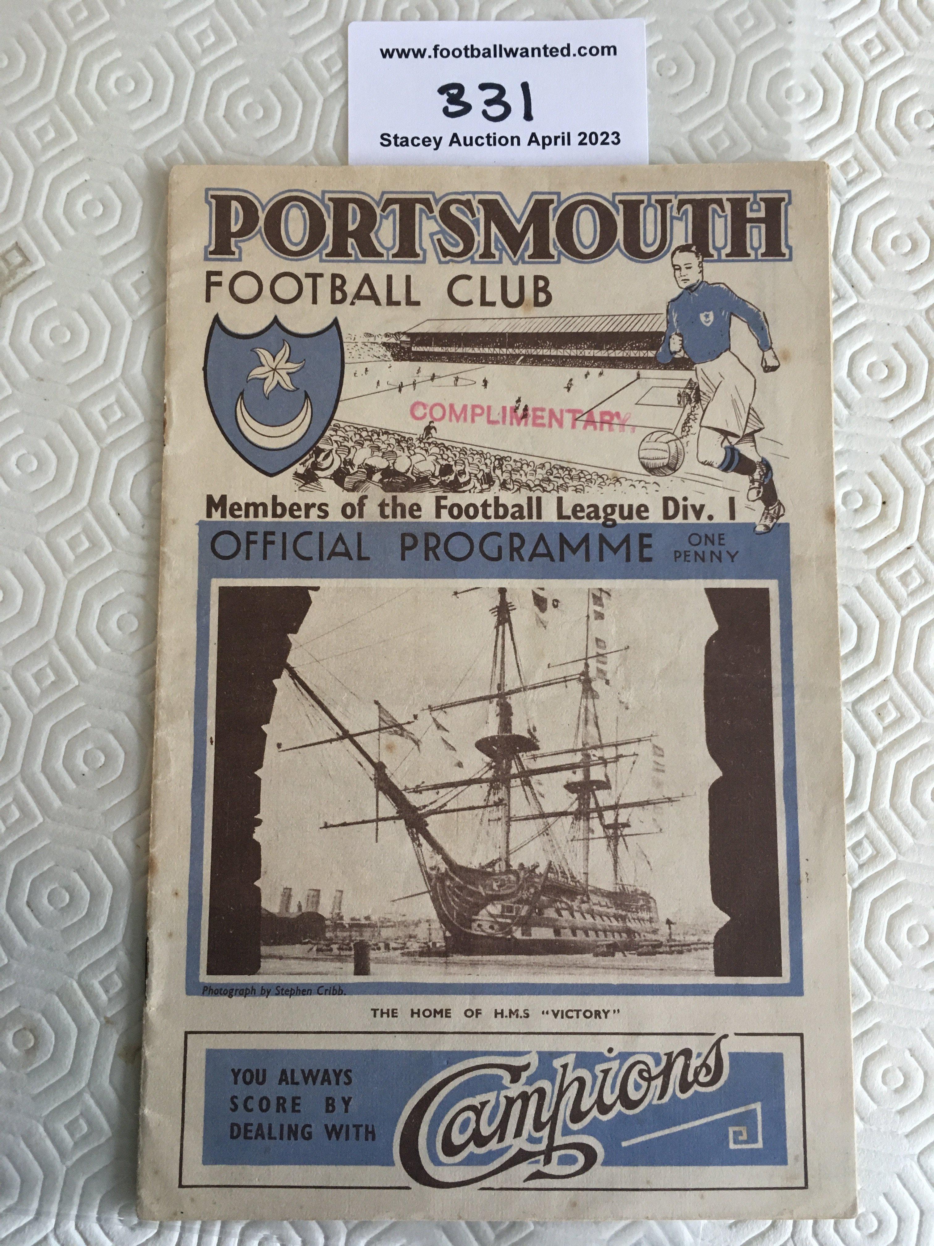 35/36 Portsmouth v Bristol City Football Programme