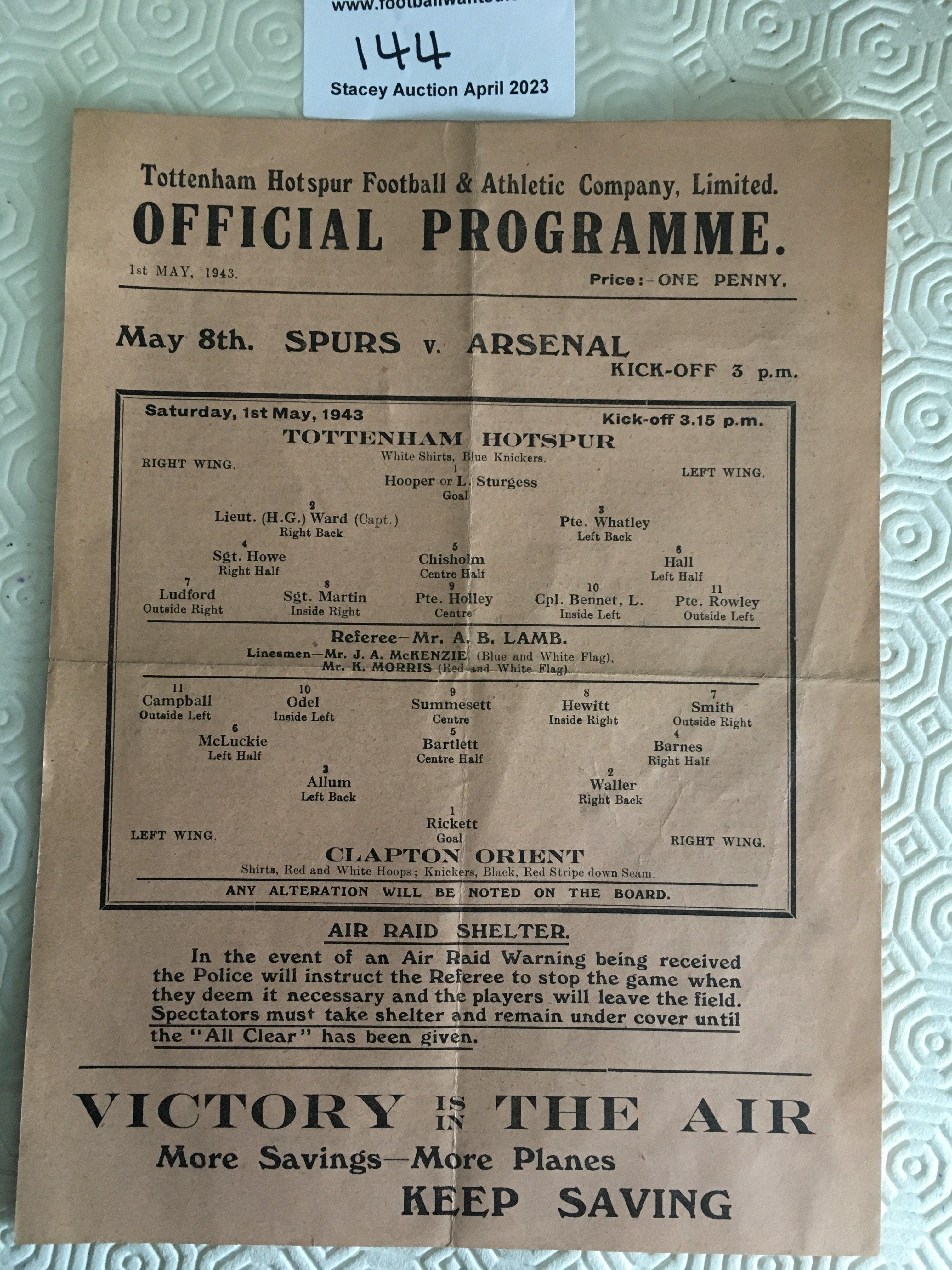 42/43 Tottenham v Clapton Orient Football Programm