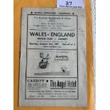 1947 Wales v England Signed Football Programme: Fu