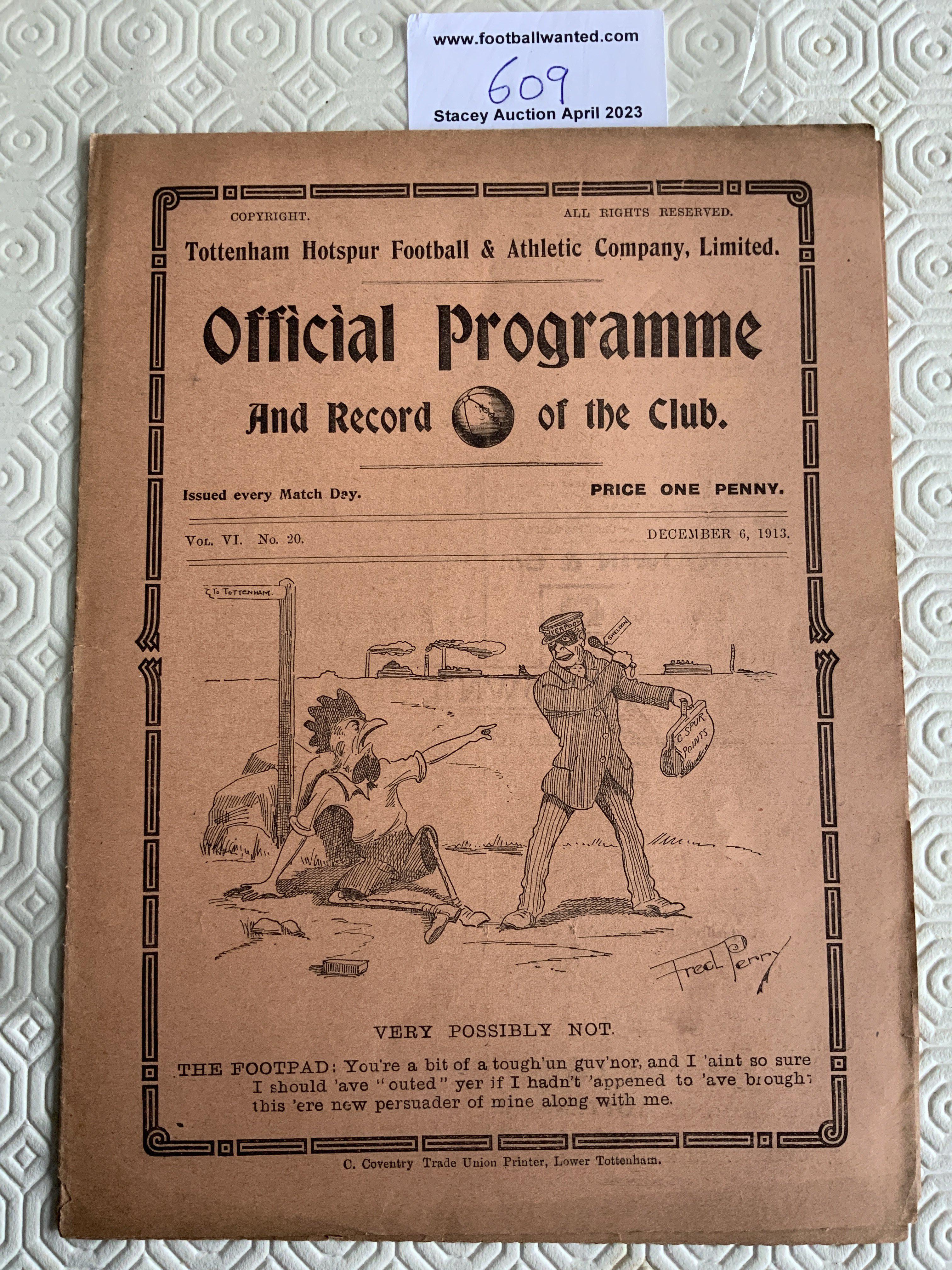 1913 - 1914 Tottenham v West Brom Football Program