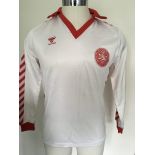 1979 Denmark Match Worn Football Shirt: White long