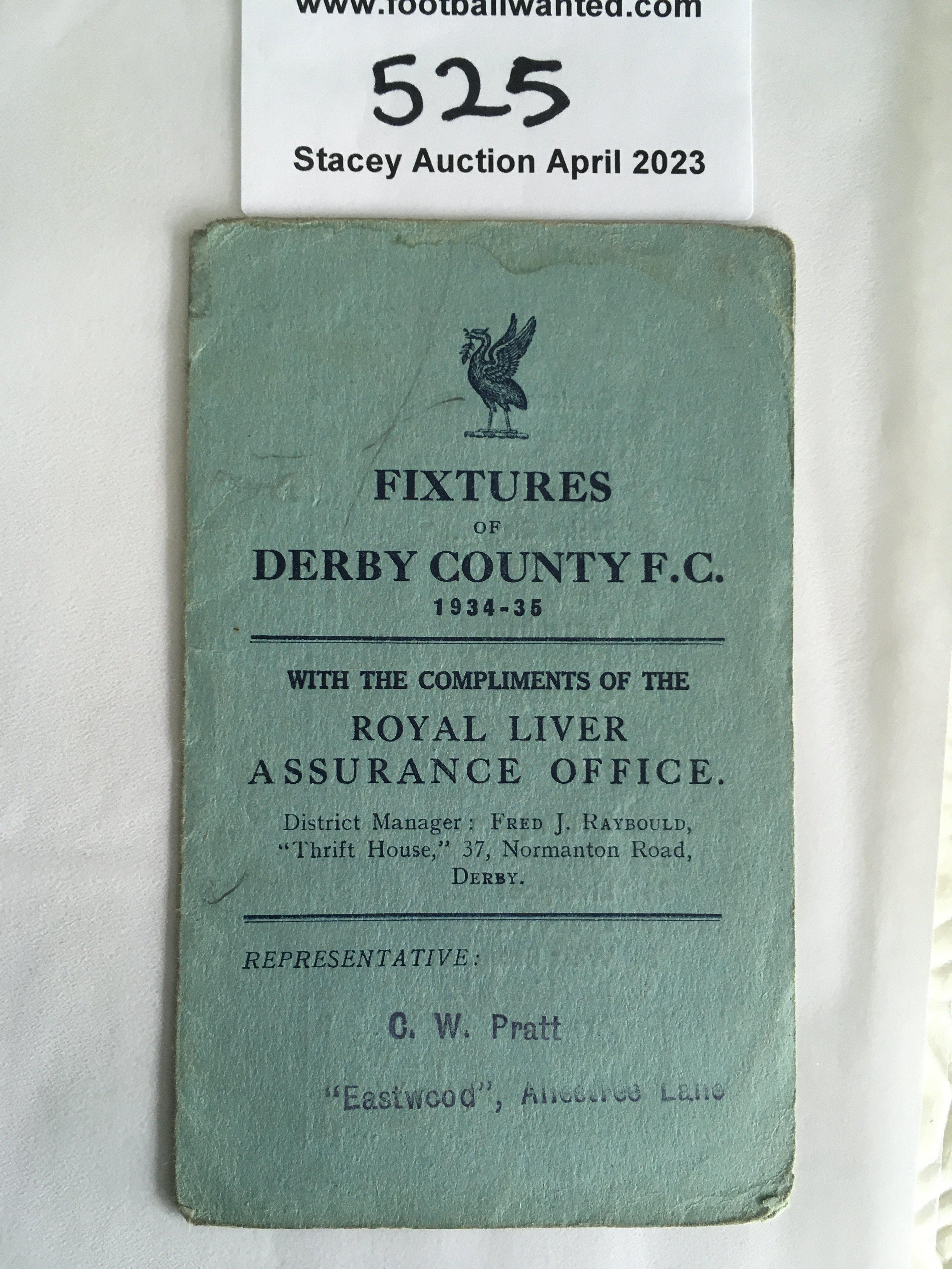 34/35 Derby County Football Fixture List: Four pag