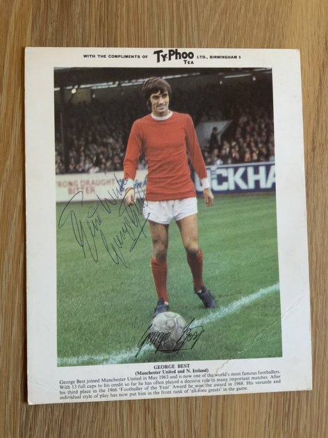 George Best Signed Manchester United Typhoo Tea Fo