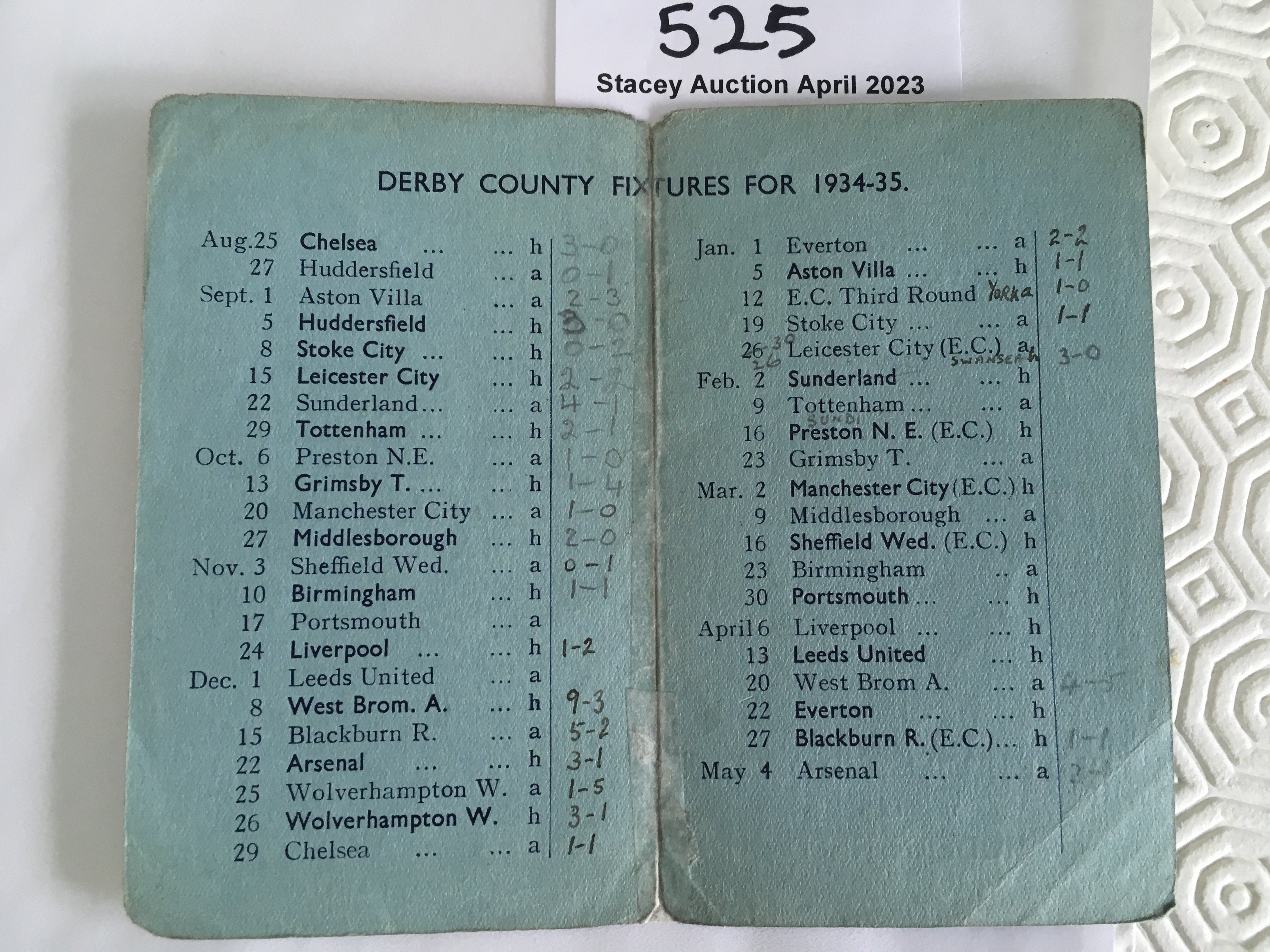 34/35 Derby County Football Fixture List: Four pag - Image 2 of 2