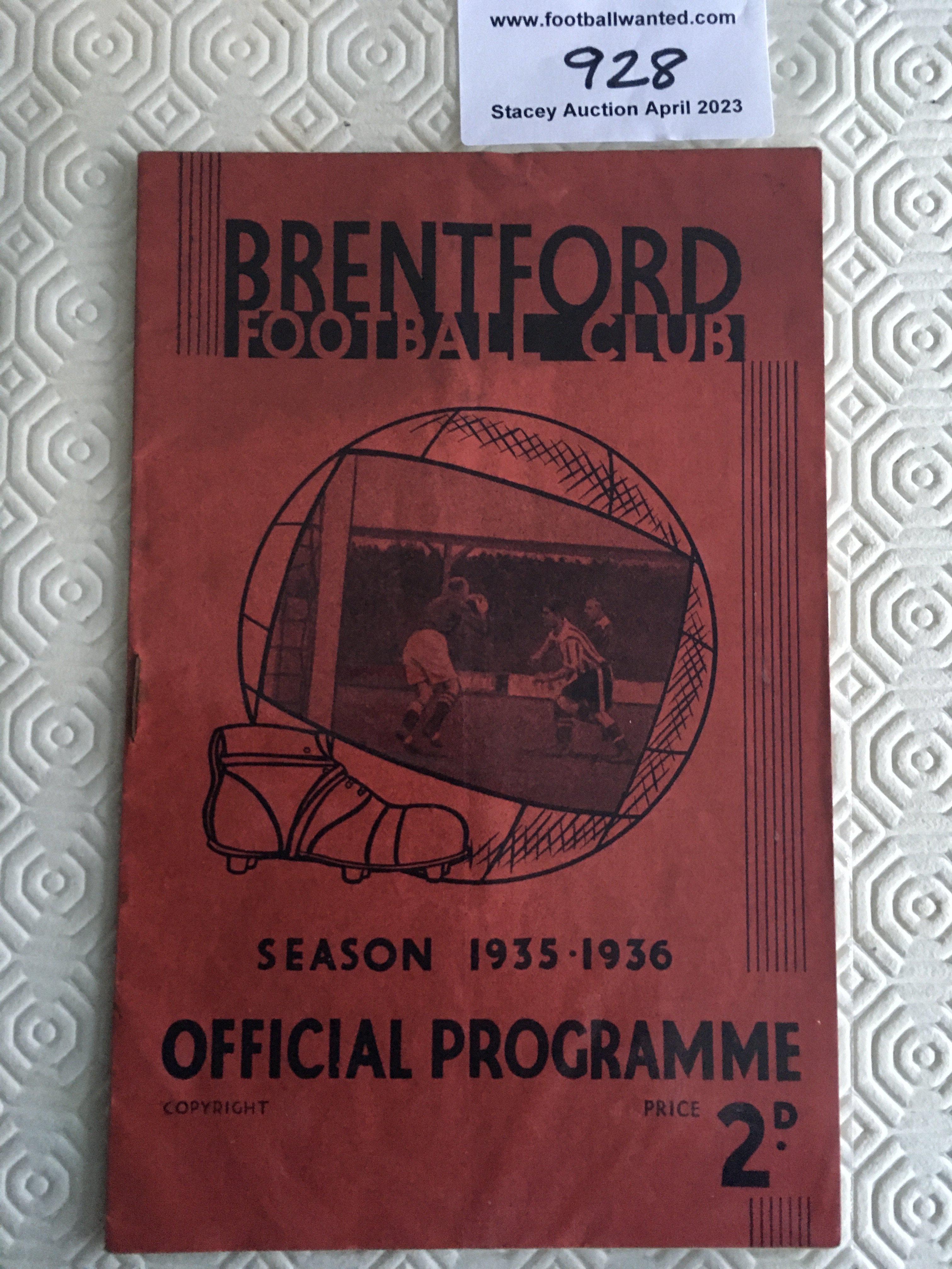 35/36 Brentford v Stoke City Football Programme: G
