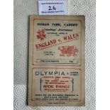 1934 Wales Schools v England Football Programme: P