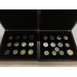 Two cases containing various coins and rounds incl