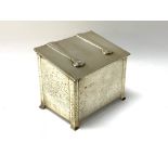 A hallmarked silver casket of art nouveau design w