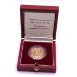 A Cased Elizabeth II full sovereign, 1983.