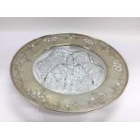 A Canadian silver and cut glass dish with piercewo