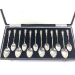A cased set of six silver teaspoons and six silver