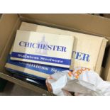 A large box of boxed Chichester stainless steel wa