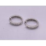 18ct white gold baguette diamond hoop earrings. Po