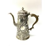 A George II hallmarked silver coffee pot, London 1