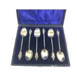 A cased set of six silver apostle spoons by Charle