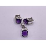 18ct white gold amethyst pendant and earring set.