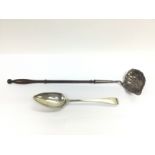 A late Victorian silver toddy ladle and a George I