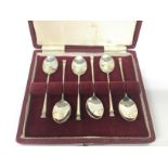 A cased set of six silver coffee spoons, Sheffield