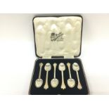 A cased set of six silver spoons, Sheffield 1934.