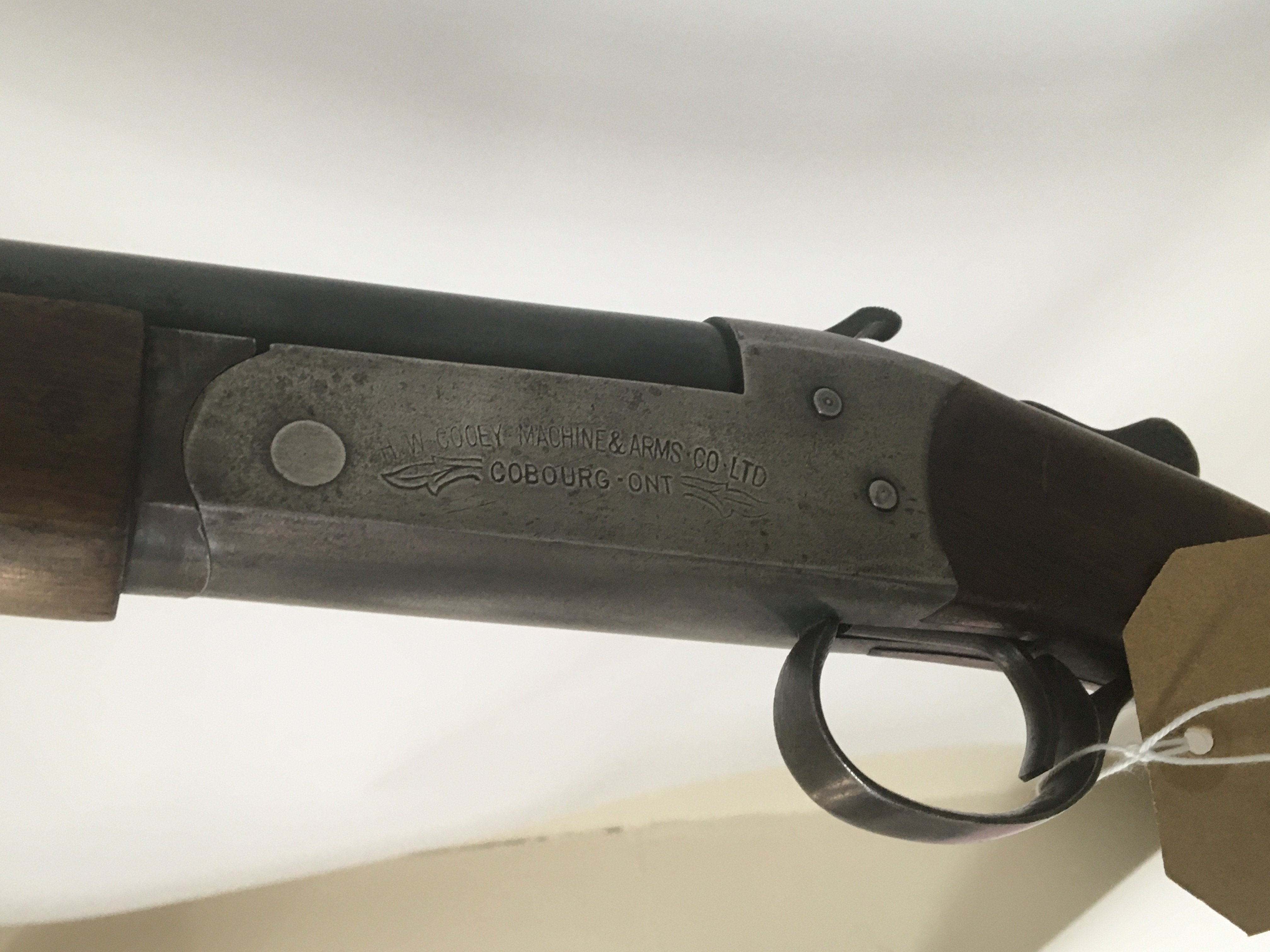 An unusual.410 single barrel shot gun with fixed silencer Maker Cooey Canada model 84 serial