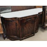 Walnut veneered Chiffonier with marble top 35x130x