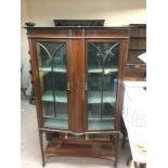 An Edwardian inlaid mahogany display cabinet, appr