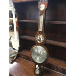 A. Late George III barometer with silvered dial maker A Molinari Halesworth.