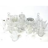 A collection of cut glass including decanters, bowls, mugs etc by Royal Albert, Edinburgh Crystal,