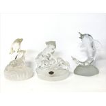 Glass animal figurines consisting of Dolphins and