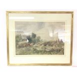 A late Victorian watercolour, hay making on the Is