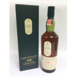 A boxed 75cl bottle of Lagavulin single malt whisk