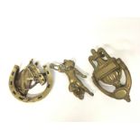Three antique brass knockers, cat b postage