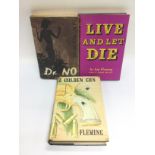 Three first edition James Bond books by Ian Fleming comprising Dr No, Live And Let Die (incomplete)