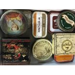 9 early vintage tins, mostly for tobacco